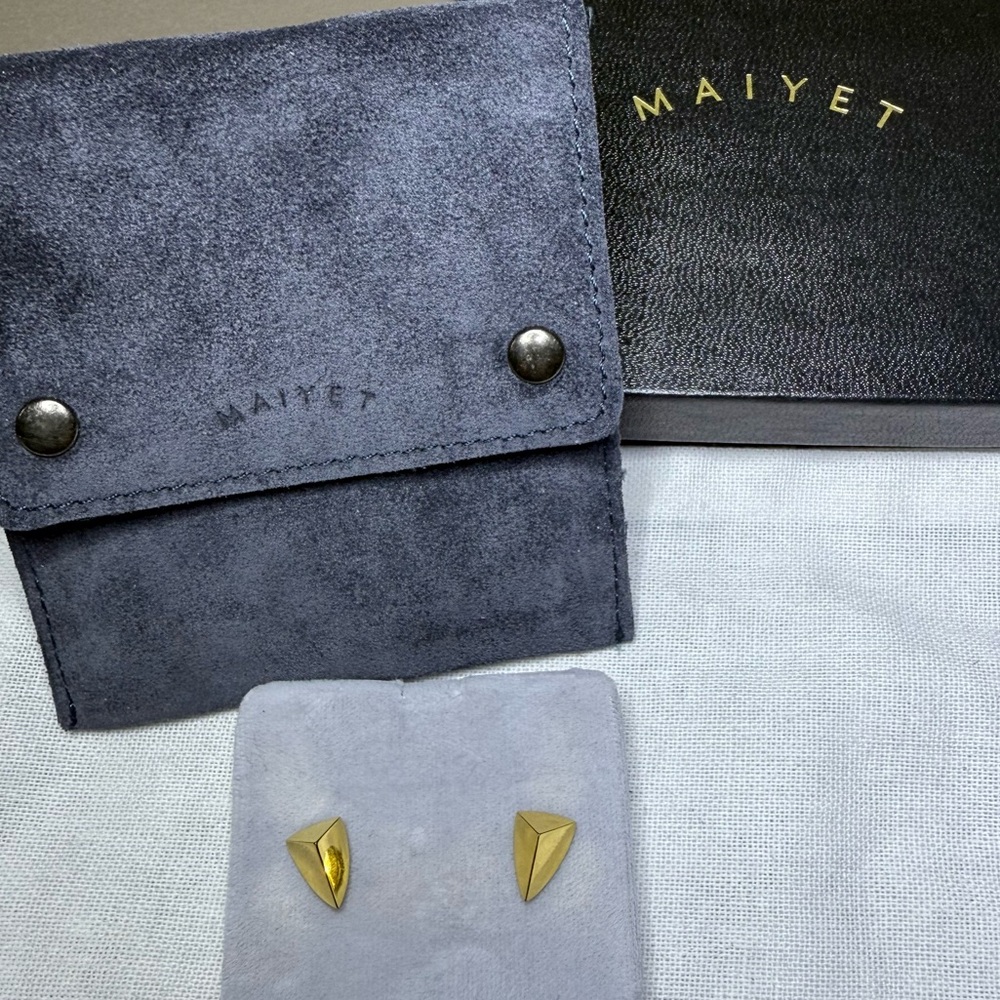 Maiyet Poision Dart Faceted 18k Gold Plated Brass Stud Post Earrings